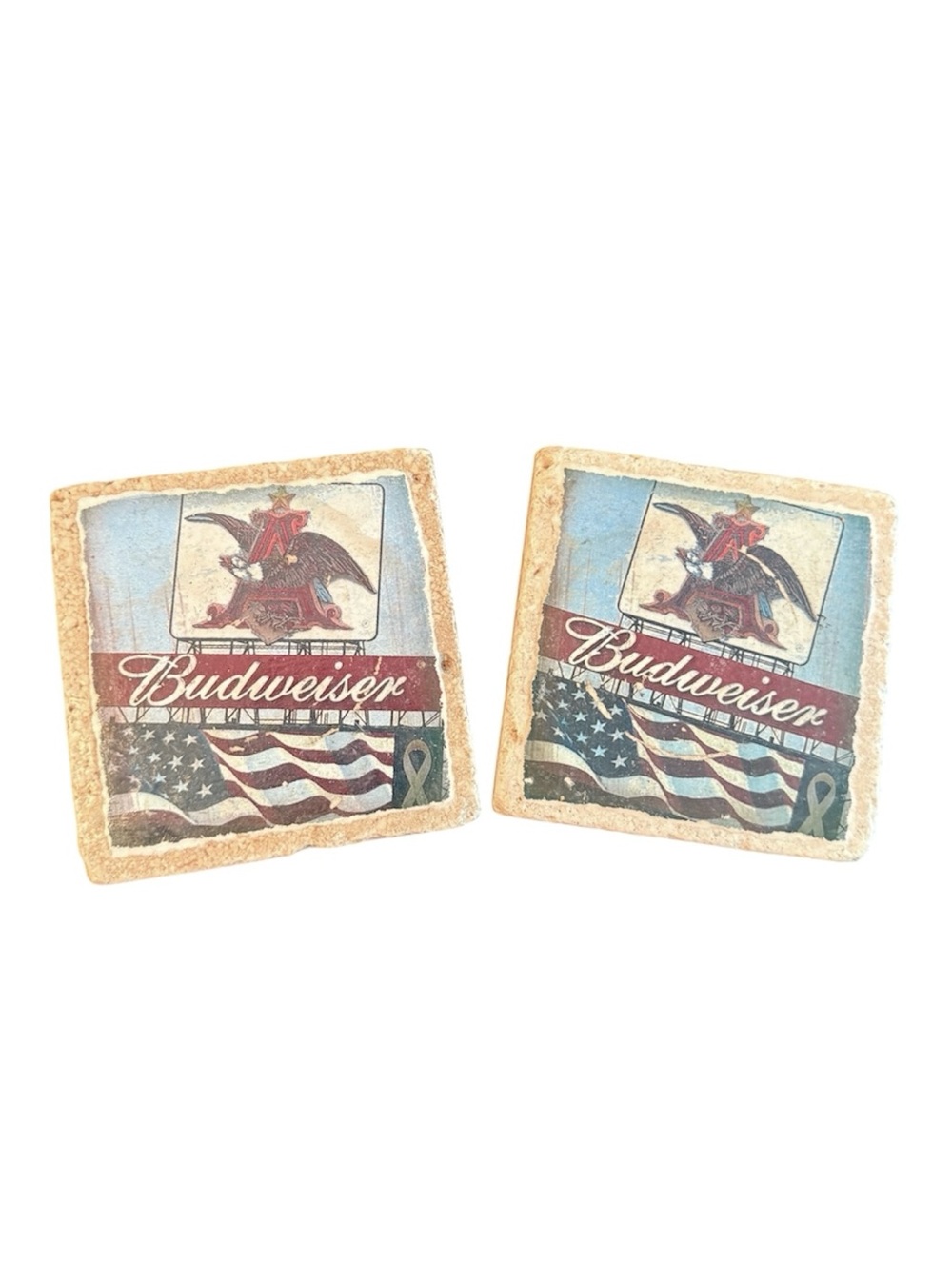 Anheuser-Busch Eagle Budweiser Eagle Neon Sign Stone Coasters Set of (2) Coaster